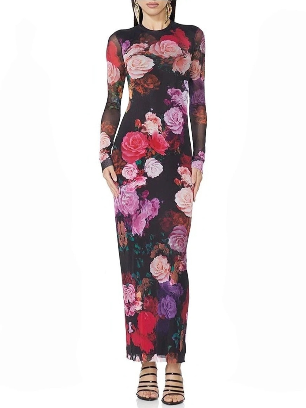 AFRM Floral Maxi Dress in Black & Pink Like New